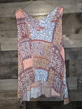 Sophie Rue Blue Floral & Red Paisley Sleeveless Top